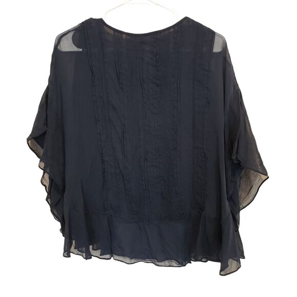 Diane Von Furstenberg Silk Navy Blue Evening Top Long Sleeve Small - Picture 3 of 8